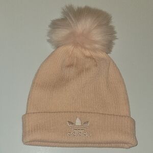 Adidas Blush Pink Beanie with Pom-Pom